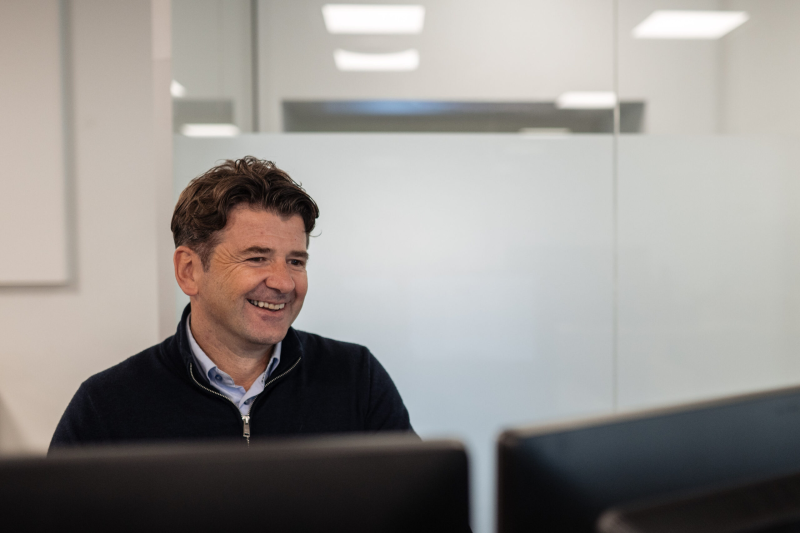 Sintex employee at computer